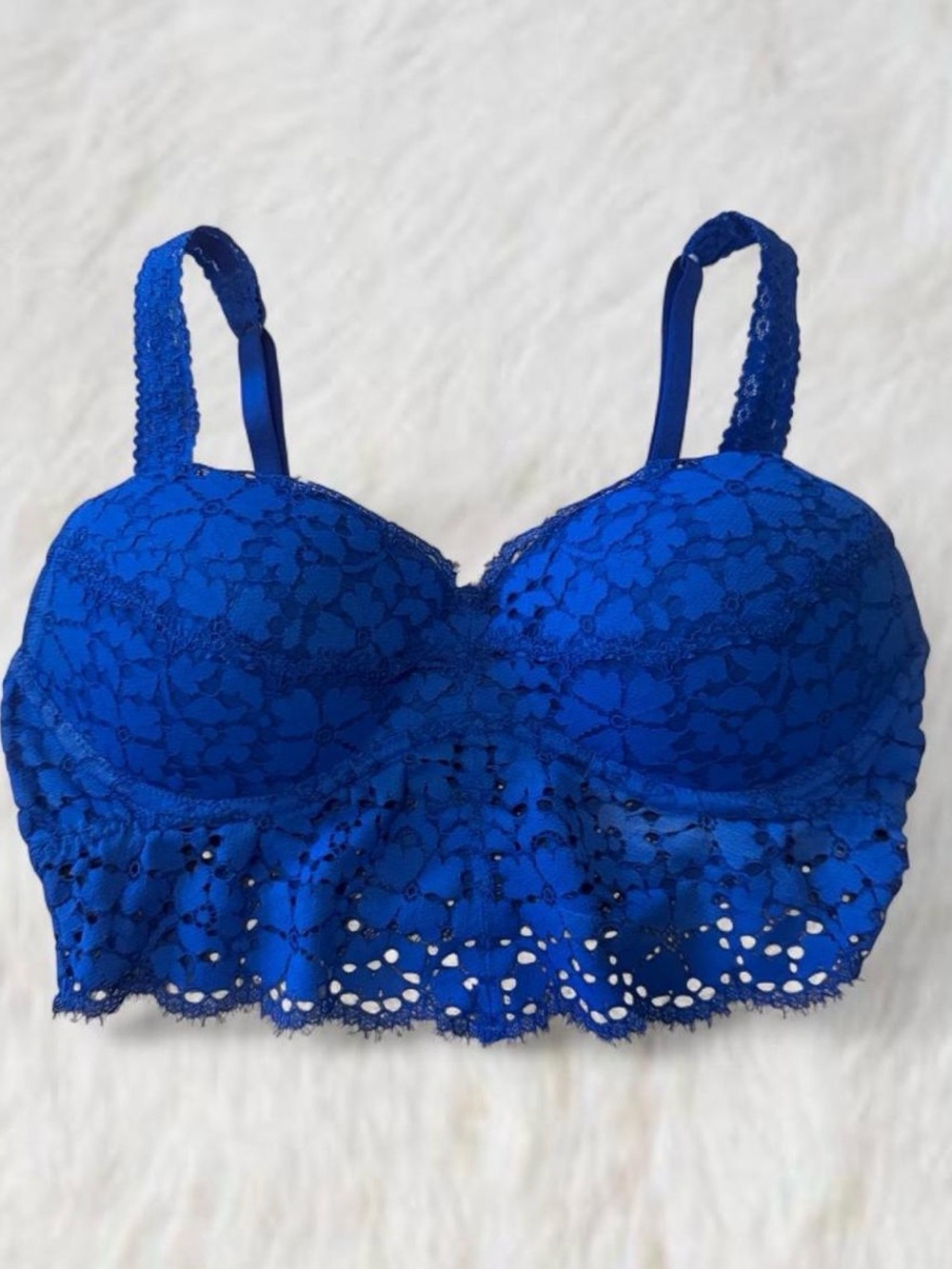 PINK Victoria's Secret Royal Blue Lace Longline Bralette